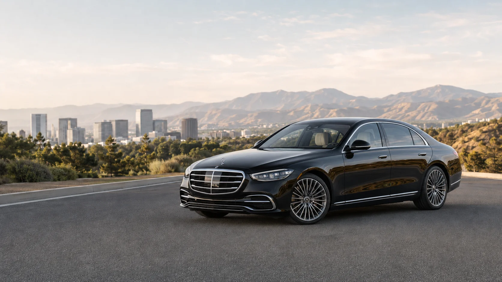 2026 black luxury sedan prepared for nationwide Empire Limos chauffeur service