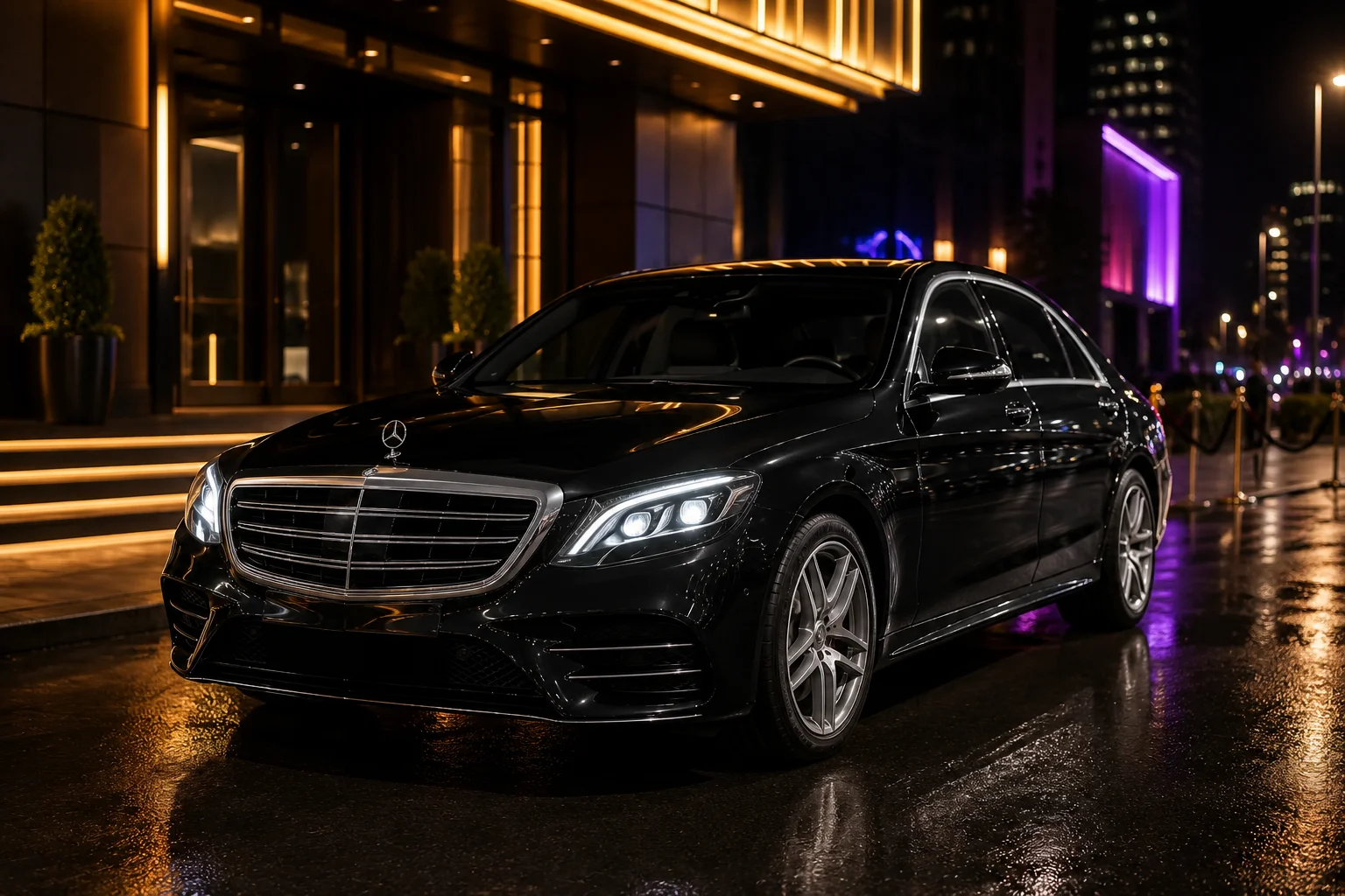 Party limousine parked for an evening night out pickup