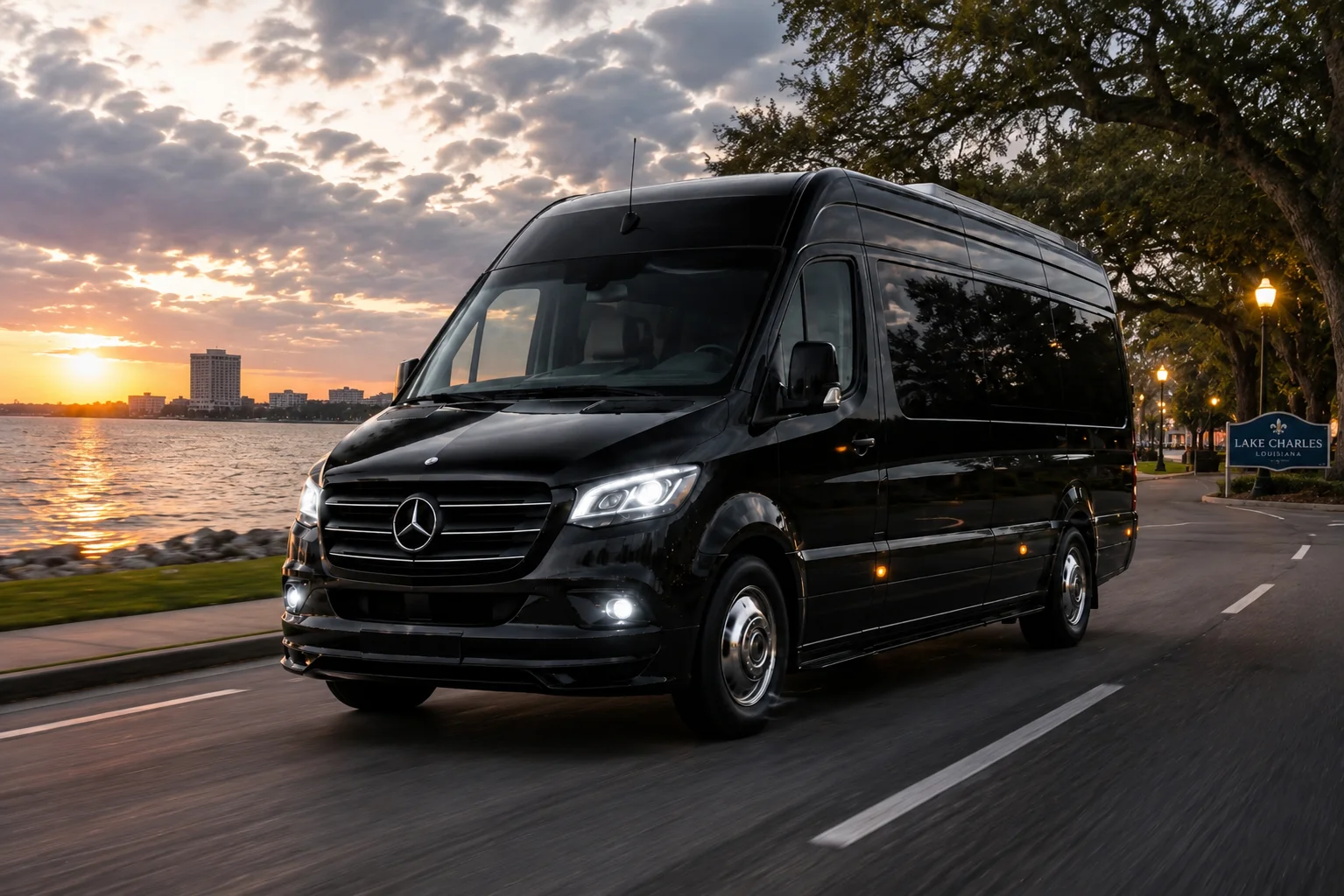 Luxury chauffeur vehicle for Lake Charles transportation