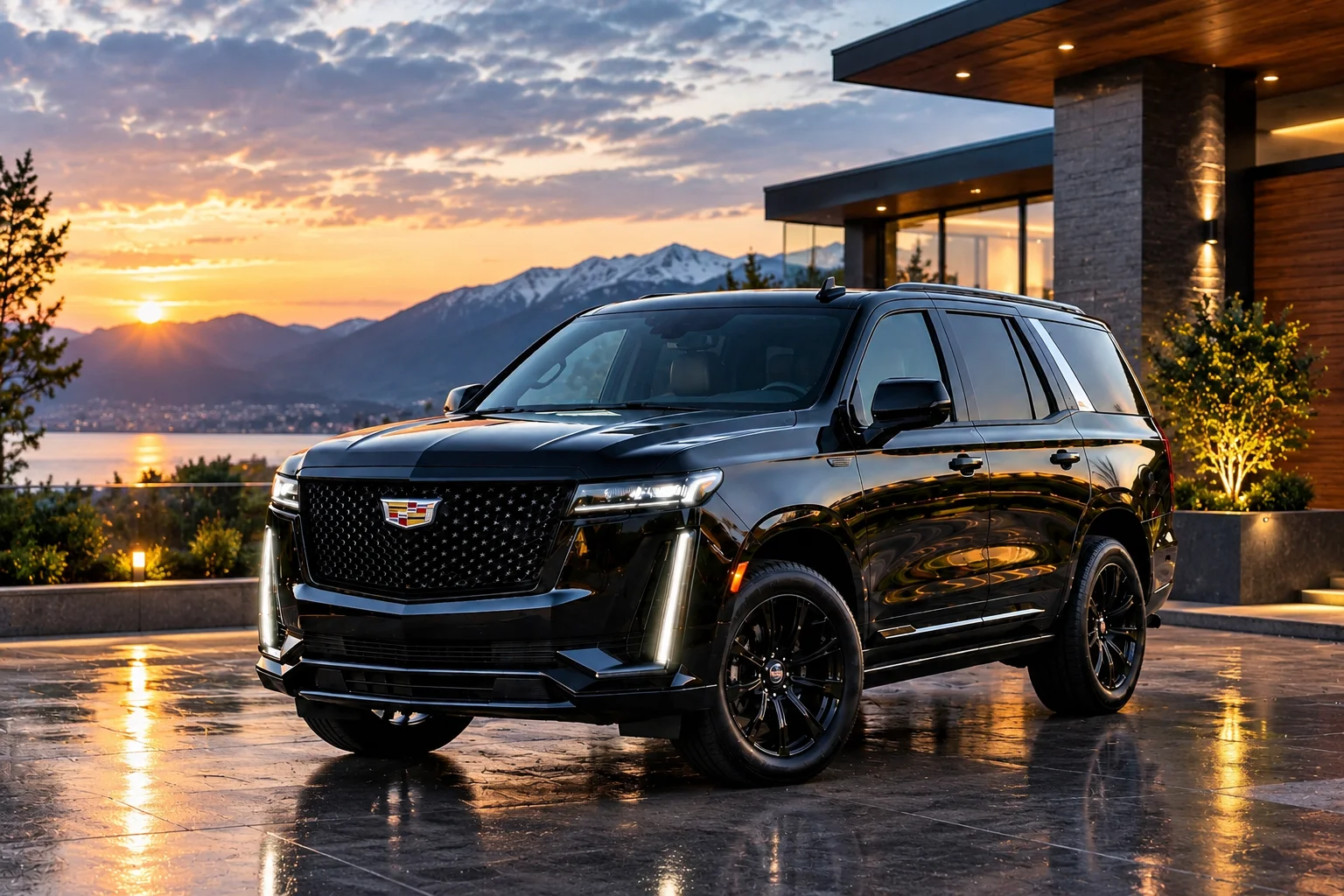 Chauffeured SUV parked for a Phoenix to Flagstaff limo service pickup