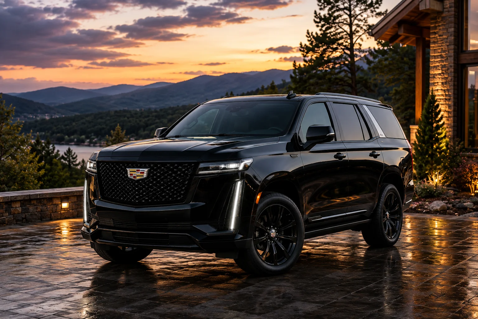 Chauffeured black car staged for an Arkansas limo service reservation