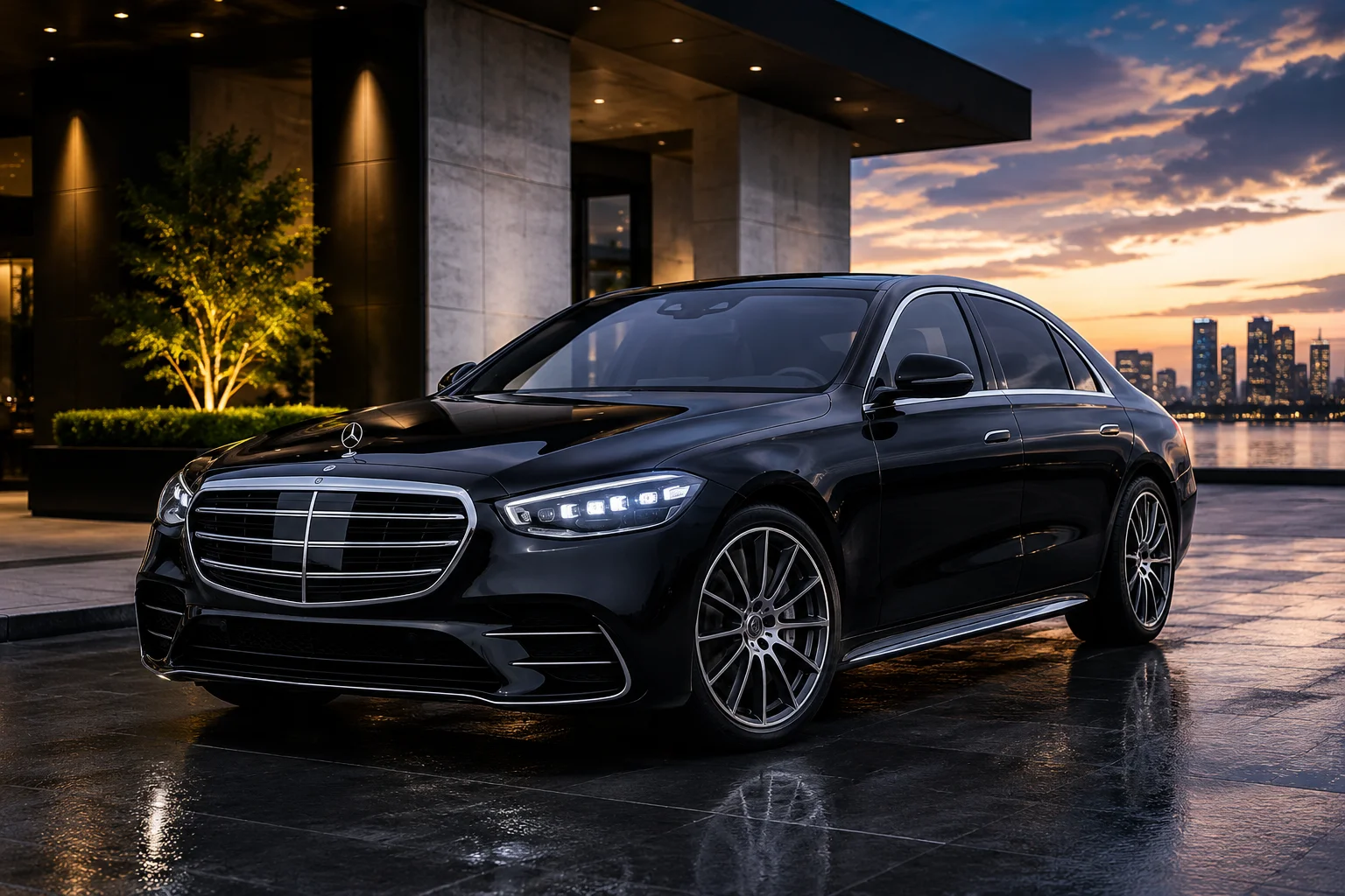 Kansas limousine service black sedan for chauffeur transportation