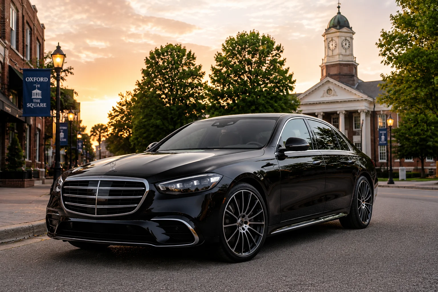 Chauffeured sedan prepared for an Oxford, MS limo service reservation